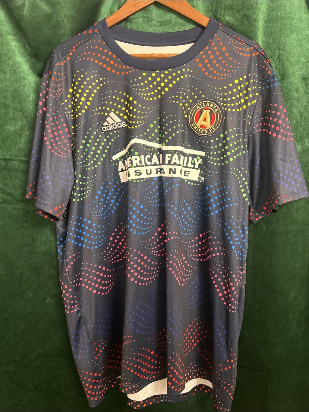 adidas Atlanta United warm up top Navy Multicolor Dot Pattern Jersey